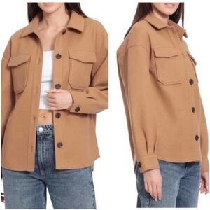 Avec Les Filles Button Up Camel Shacket